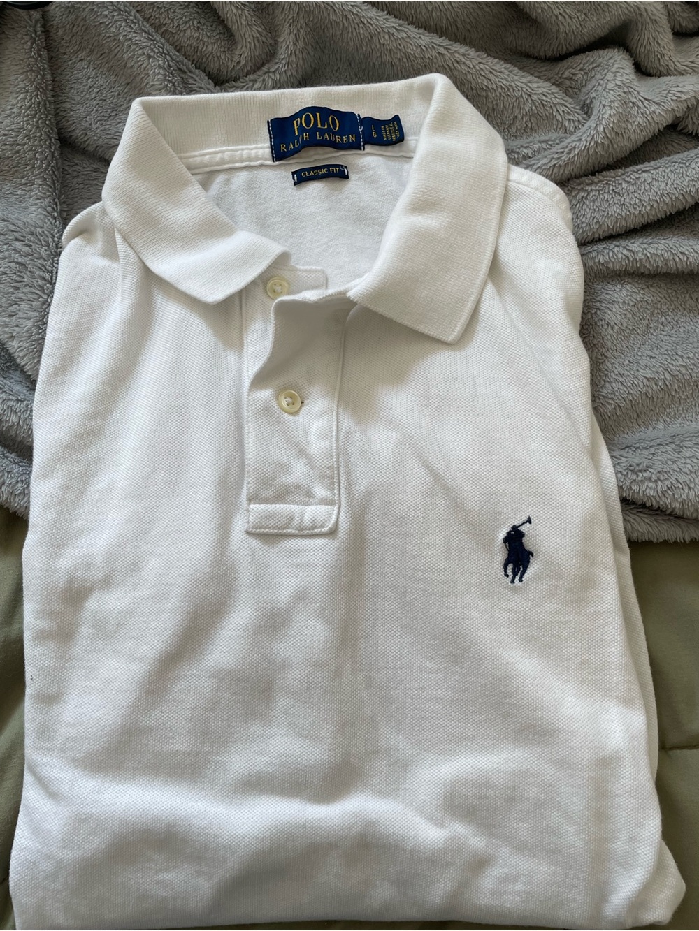 Polo by Ralph Lauren Men’s Large White Polo Shirt with Navy Pony